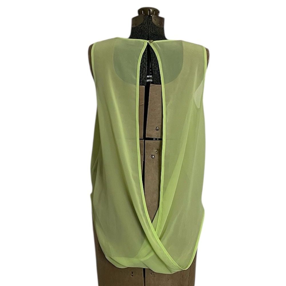 G by GUESS Sheer Draped Open-back Sleeveless Blouse